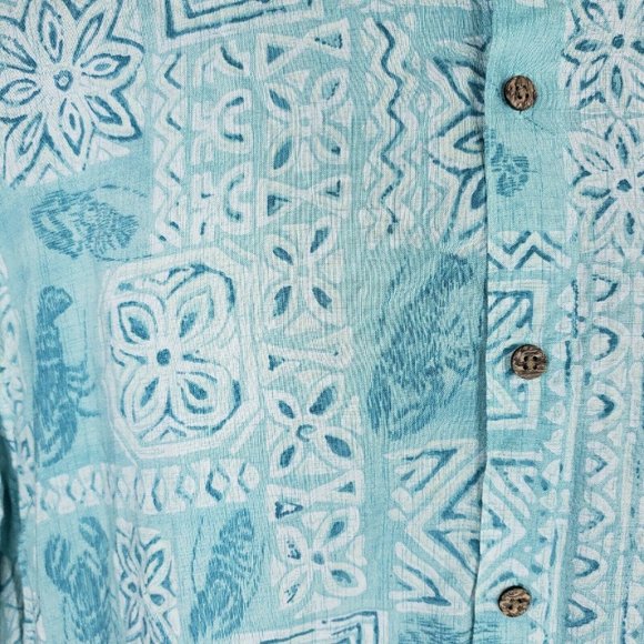 Campia Moda Mens Shirt Large Blue Lobsters Hawaiian Button Front Short Sleeves - Picture 3 of 8